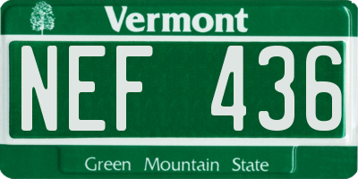 VT license plate NEF436