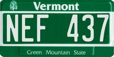 VT license plate NEF437