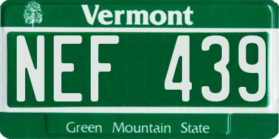 VT license plate NEF439