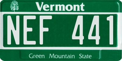 VT license plate NEF441