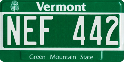 VT license plate NEF442