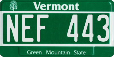 VT license plate NEF443