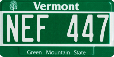 VT license plate NEF447