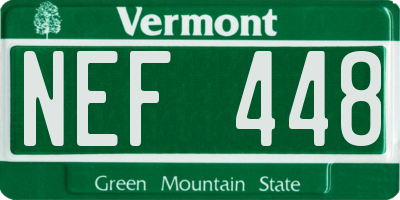 VT license plate NEF448