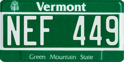 VT license plate NEF449