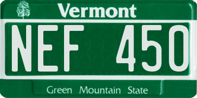 VT license plate NEF450