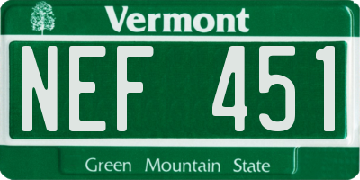 VT license plate NEF451