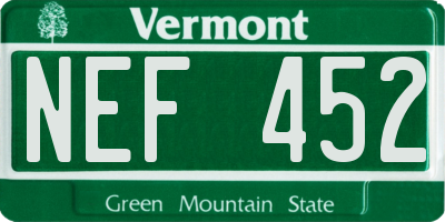 VT license plate NEF452