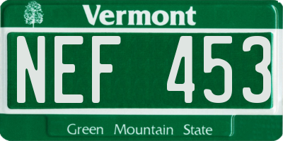 VT license plate NEF453