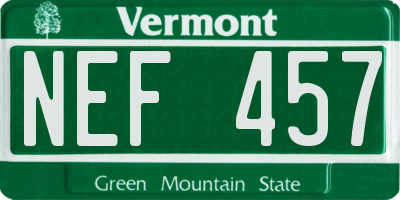 VT license plate NEF457