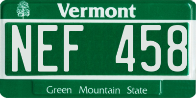 VT license plate NEF458