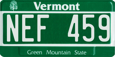 VT license plate NEF459