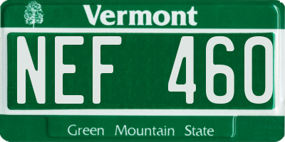 VT license plate NEF460