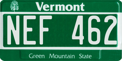 VT license plate NEF462