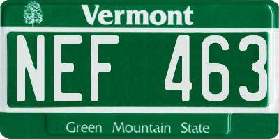 VT license plate NEF463