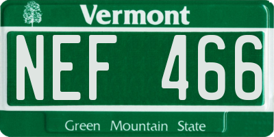 VT license plate NEF466