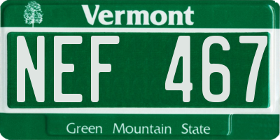 VT license plate NEF467