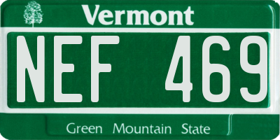 VT license plate NEF469