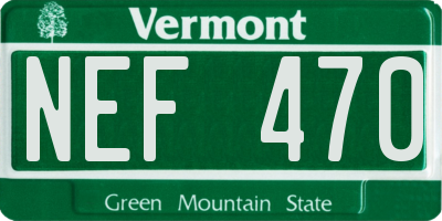 VT license plate NEF470