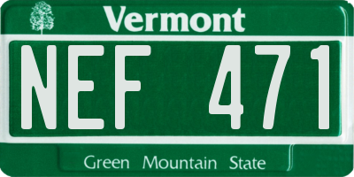VT license plate NEF471