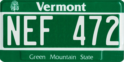 VT license plate NEF472