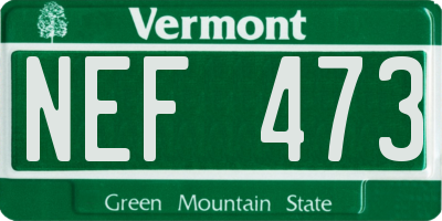 VT license plate NEF473