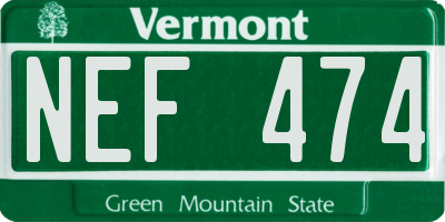 VT license plate NEF474