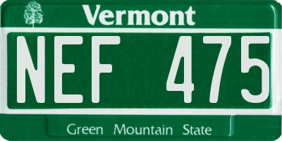 VT license plate NEF475
