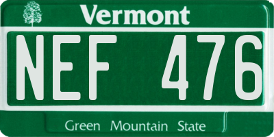 VT license plate NEF476