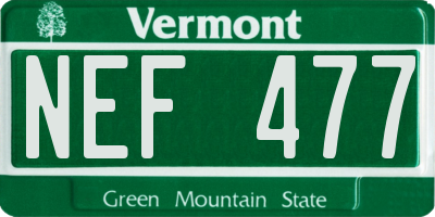 VT license plate NEF477