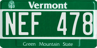 VT license plate NEF478