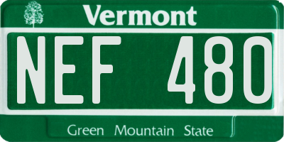 VT license plate NEF480