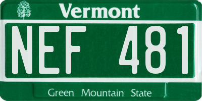 VT license plate NEF481