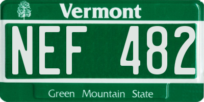 VT license plate NEF482