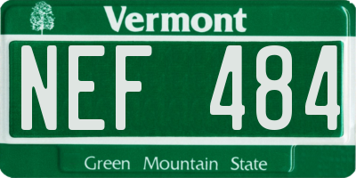 VT license plate NEF484