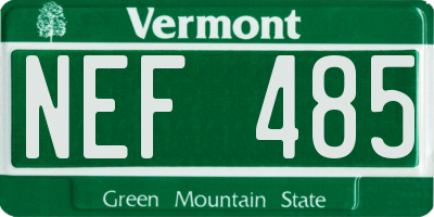 VT license plate NEF485