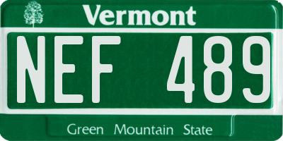 VT license plate NEF489
