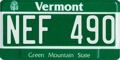 VT license plate NEF490