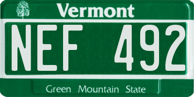 VT license plate NEF492