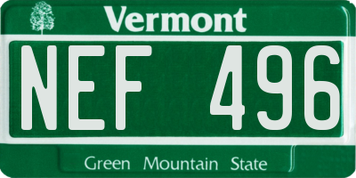 VT license plate NEF496