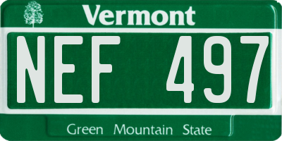 VT license plate NEF497