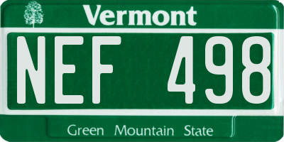 VT license plate NEF498