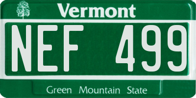 VT license plate NEF499
