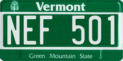 VT license plate NEF501