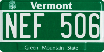 VT license plate NEF506