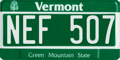 VT license plate NEF507