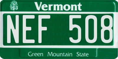 VT license plate NEF508