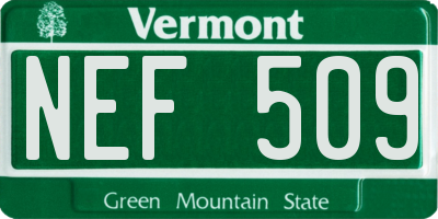 VT license plate NEF509