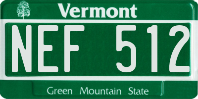 VT license plate NEF512