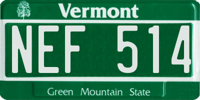 VT license plate NEF514